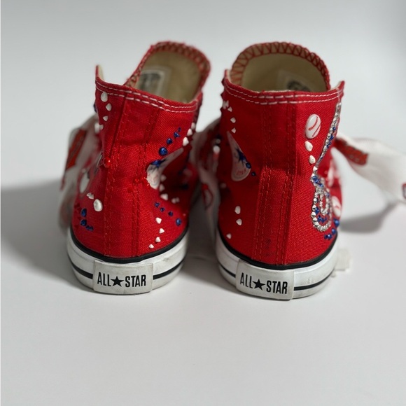 Girls Converse High Top Cleveland Indians Guardians Kids Size 8 Bling - Picture 4 of 9